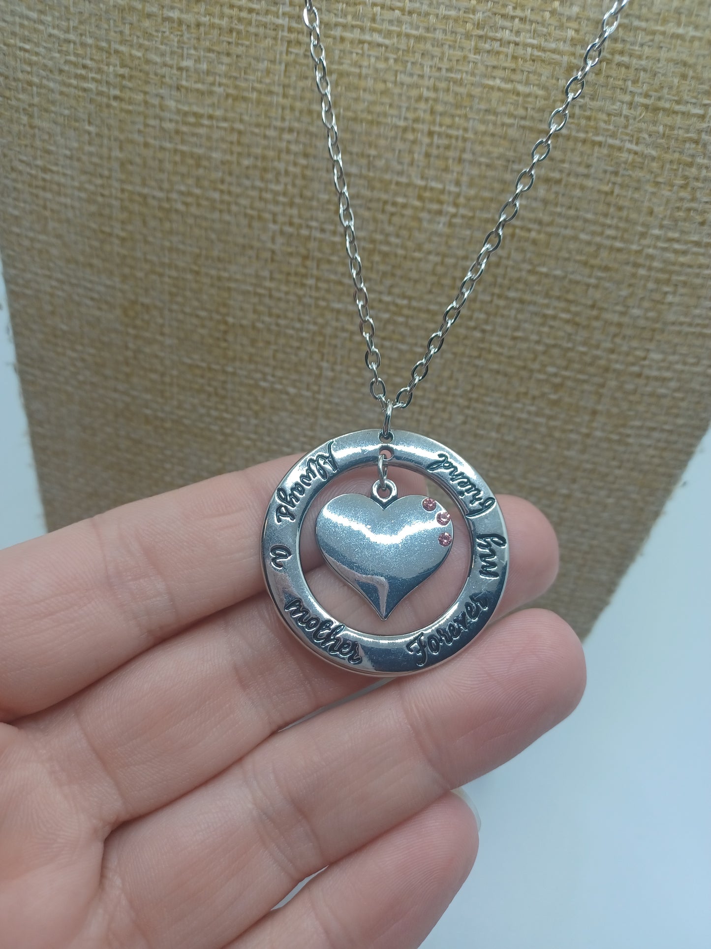 Silver Heart Pendant "Always a Mother, Forever My Friend"