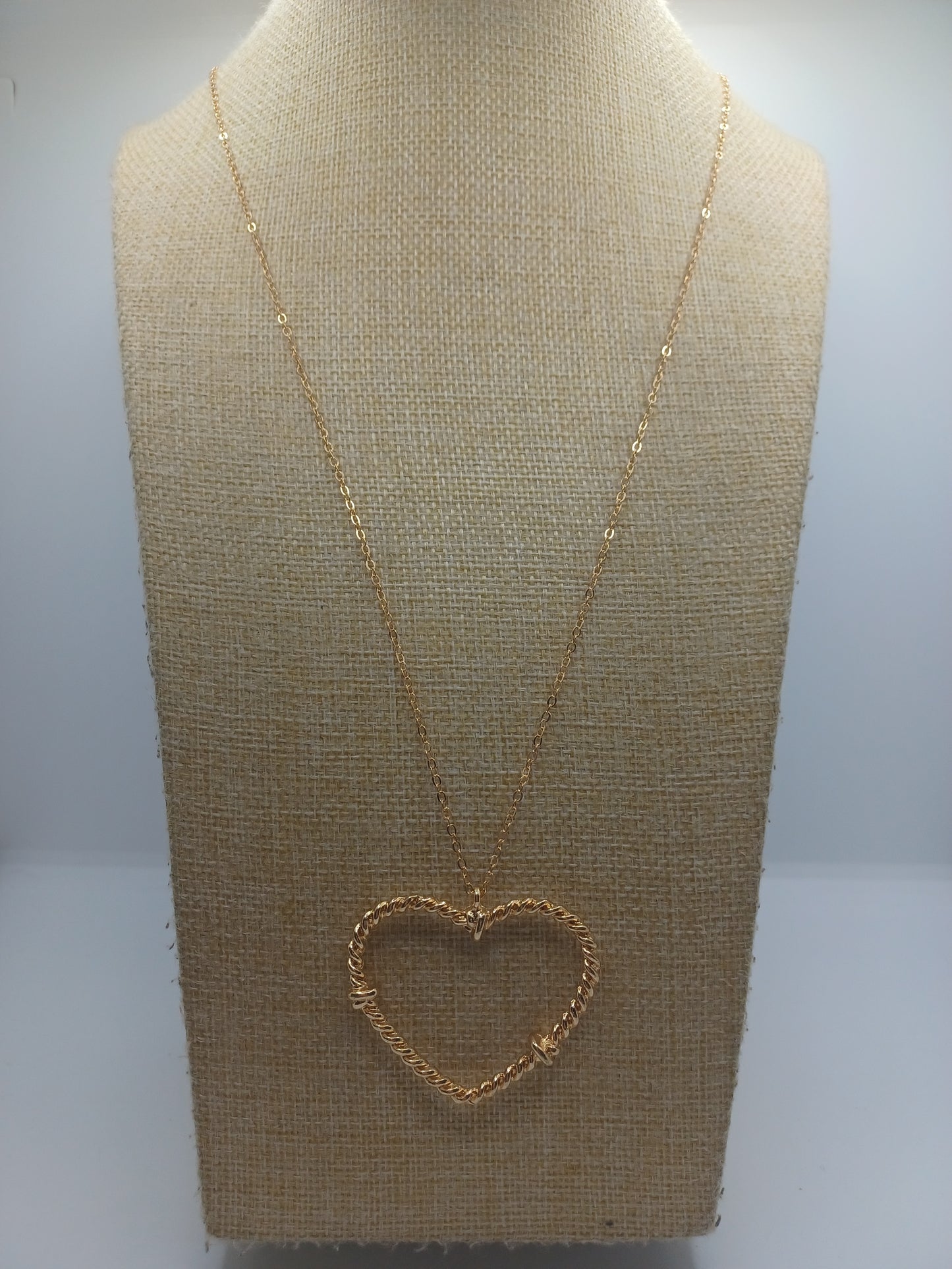 Gold Textured Heart Pendant Style Necklace