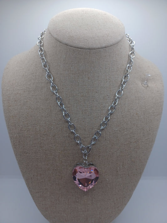 Pink Heart Pendant Style Necklace
