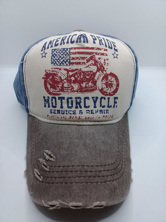 American Pride Motorcycle Repair Distressed Hat