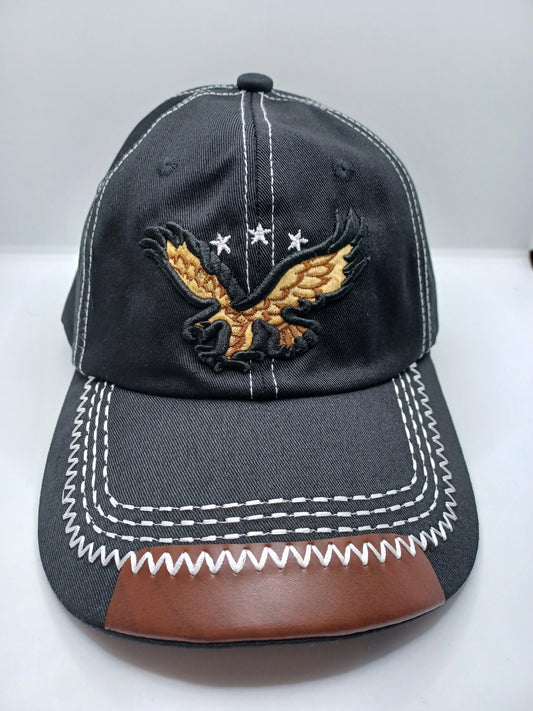 Embroidered American Eagle Hat w/ Leather Detailing