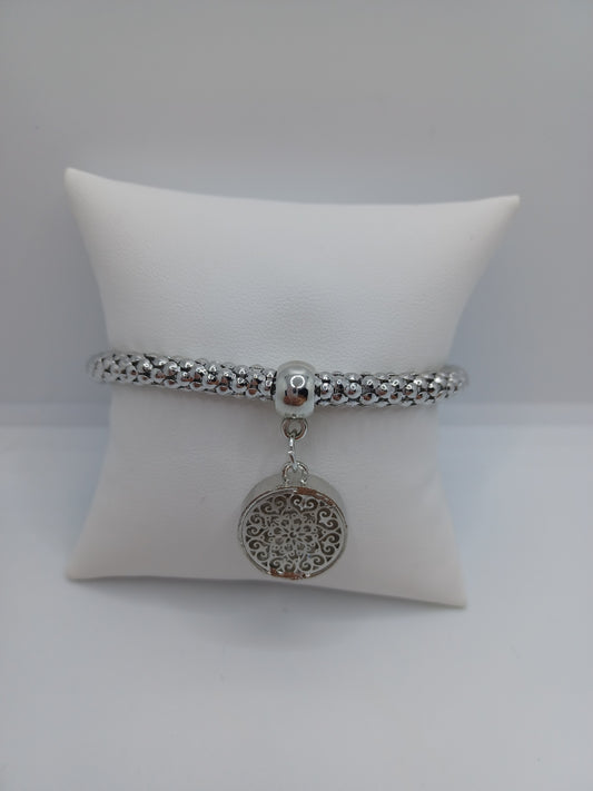 Silver Textured Bracelet w/ Tree of Life Charm
