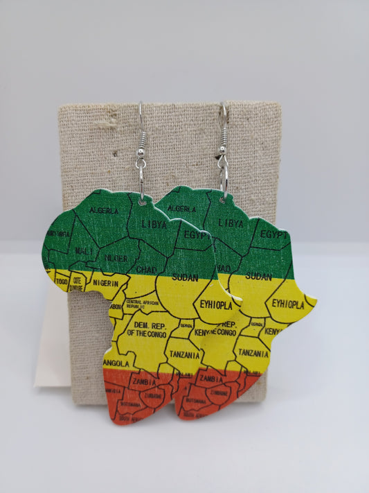 Wooden Map of Africa Earrings