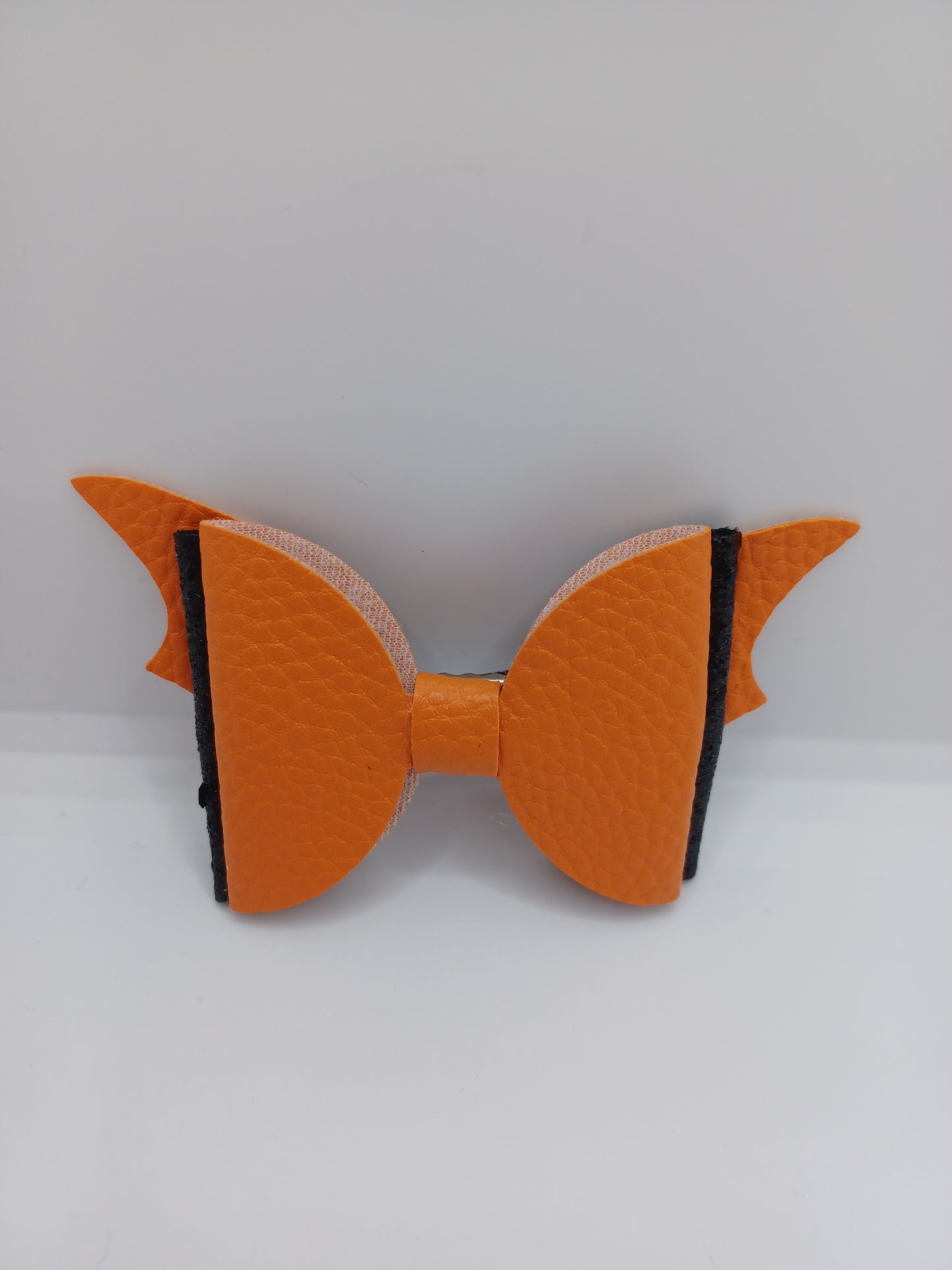 Orange Leather Style w/ Black Glitter Hair Accessory
