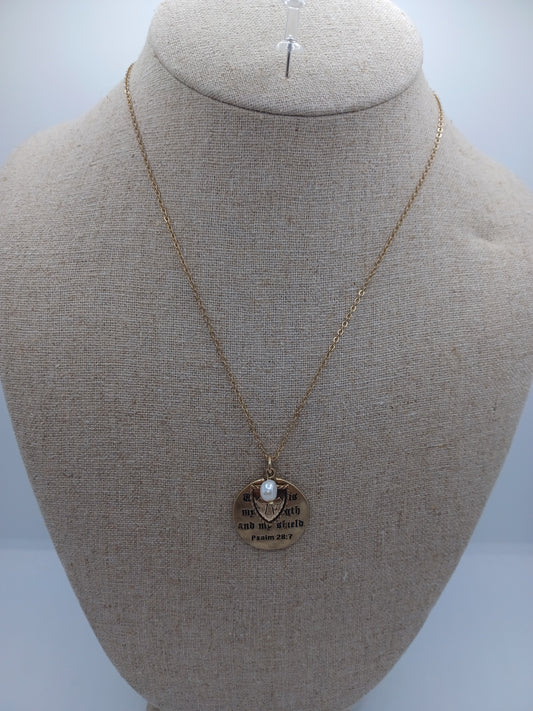 The Lord is my Strength and my Sheild Gold Necklace