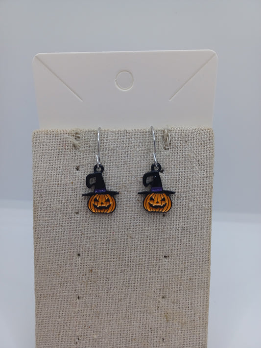 Jack 'O Lantern w/ Witch's Hat Earrings
