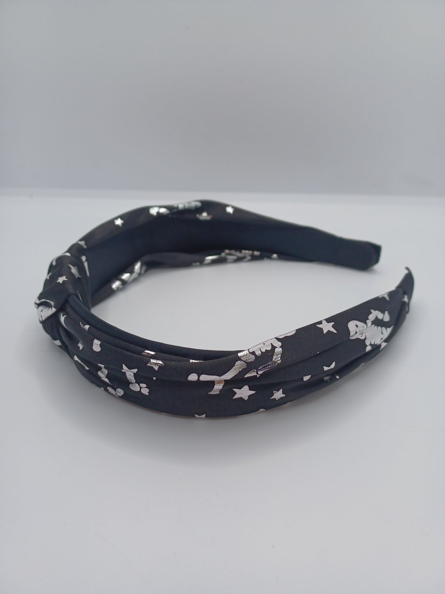 Black w/ Silver Skeleton Pattern Headband & Scrunchi Set