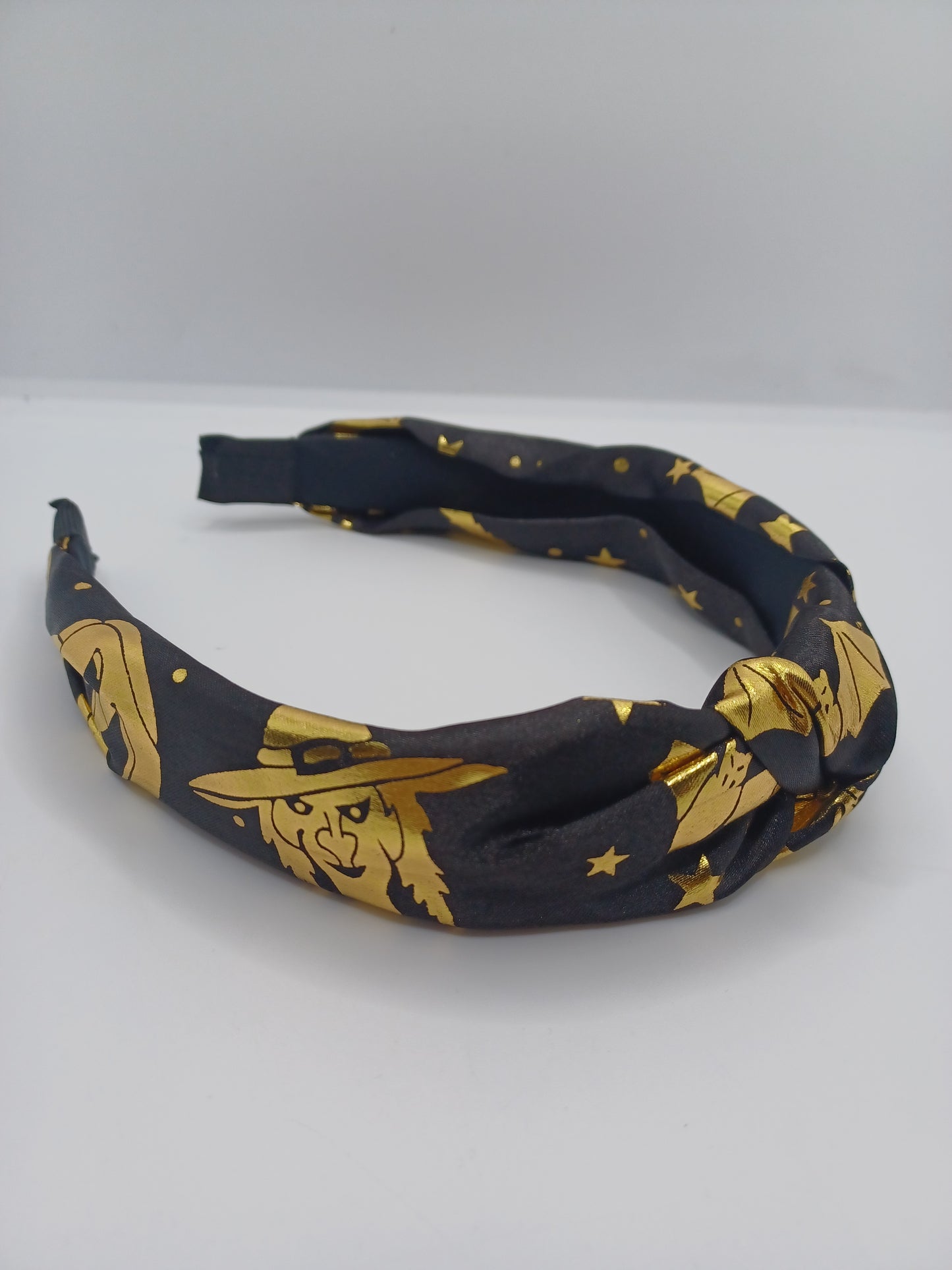 Black w/ Gold Witch Pattern Headband & Scrunchi Set