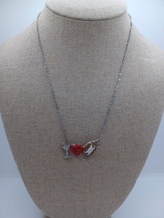 I <3 Football Necklace - Red Heart