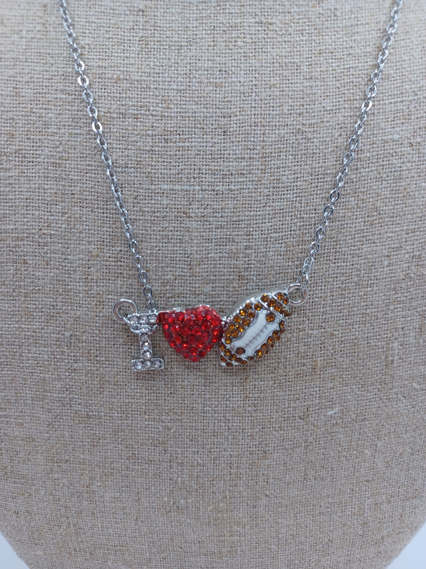 I <3 Football Necklace - Red Heart