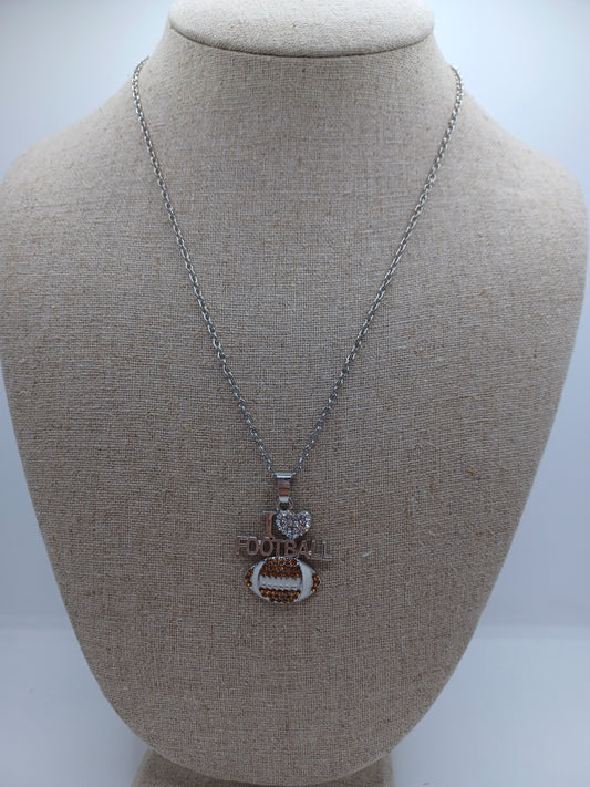 I <3 Football Necklace - White Heart