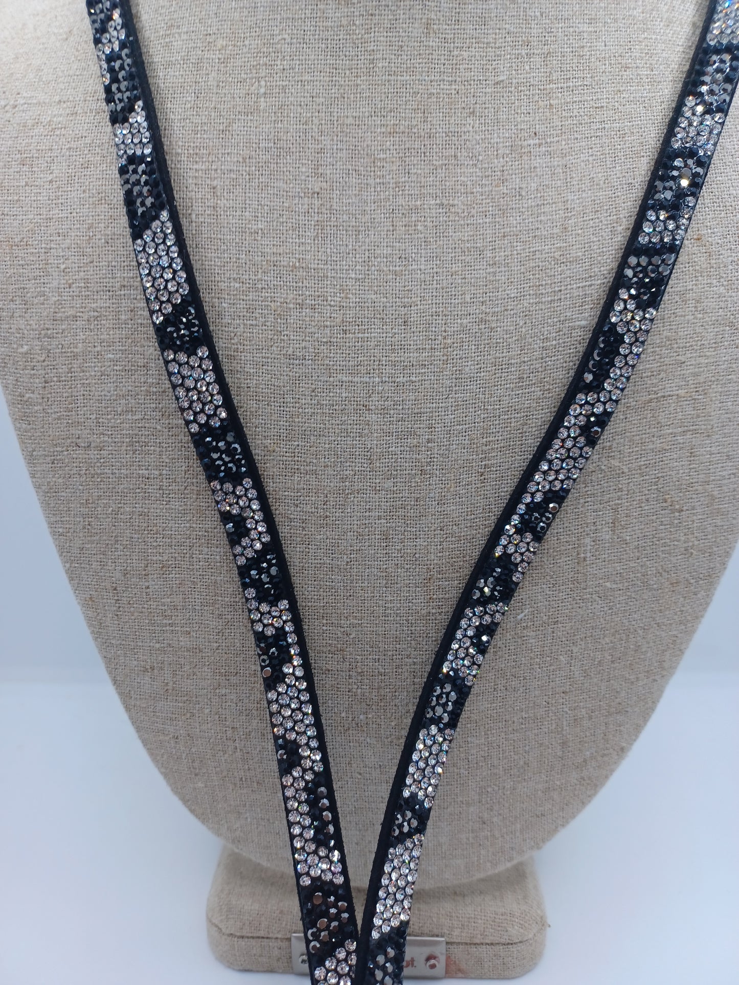 Zebra Rhinestone Lanyard Style Necklace