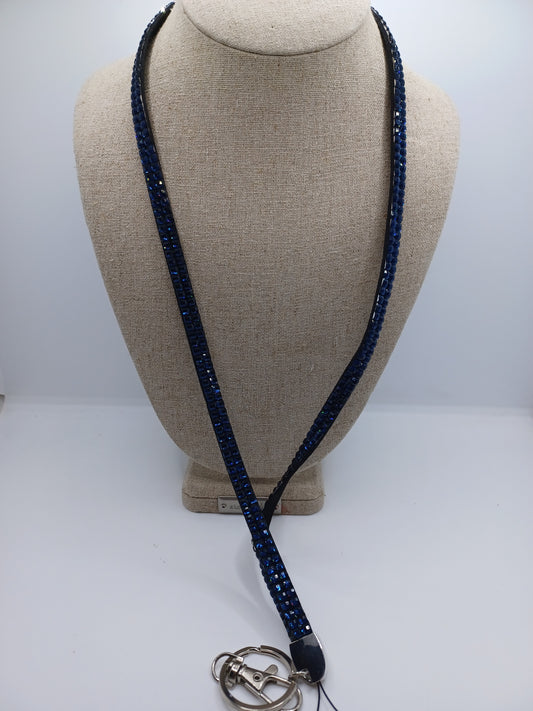 Blue Rhinestone Lanyard Necklace