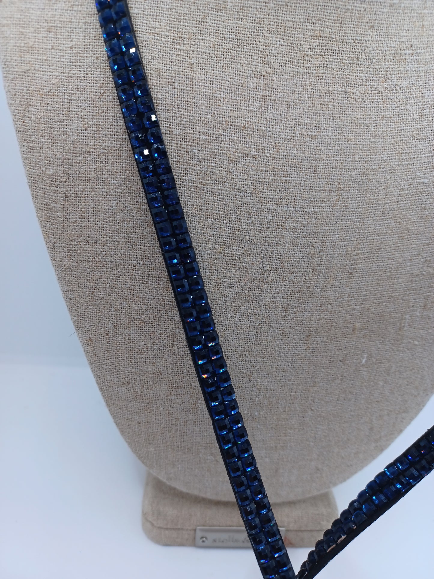 Blue Rhinestone Lanyard Necklace