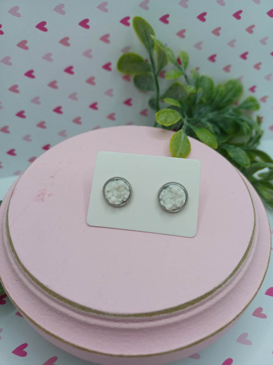 White Druzy Earrings