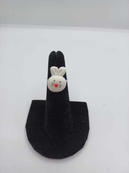 White Bunny Rabbit Ring