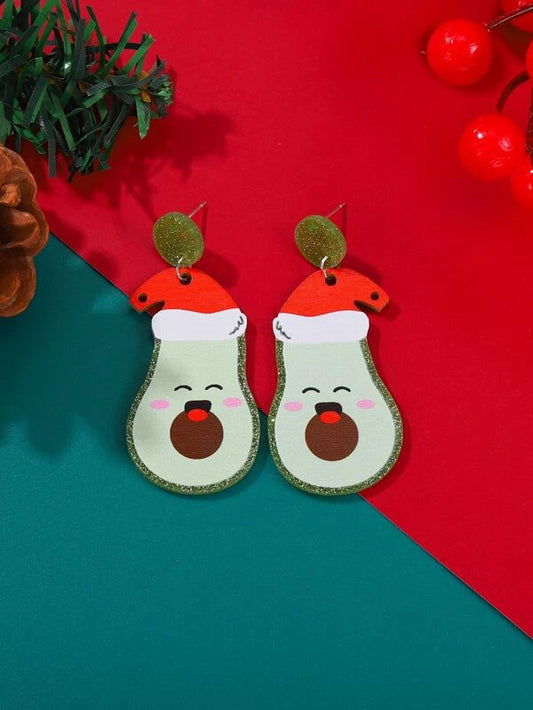 Christmas Avocado Earrings