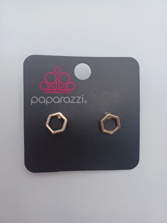 Rose Gold Hexagon Earrings