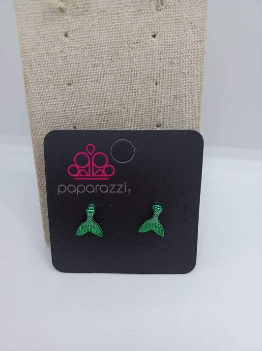 Green Mermaid Tail Earrings