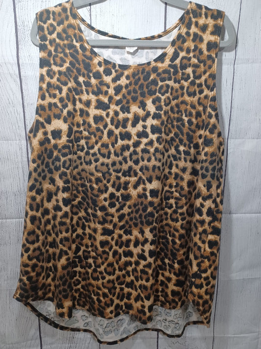Leopard Print Hi Lo Tank Top - Size 3X