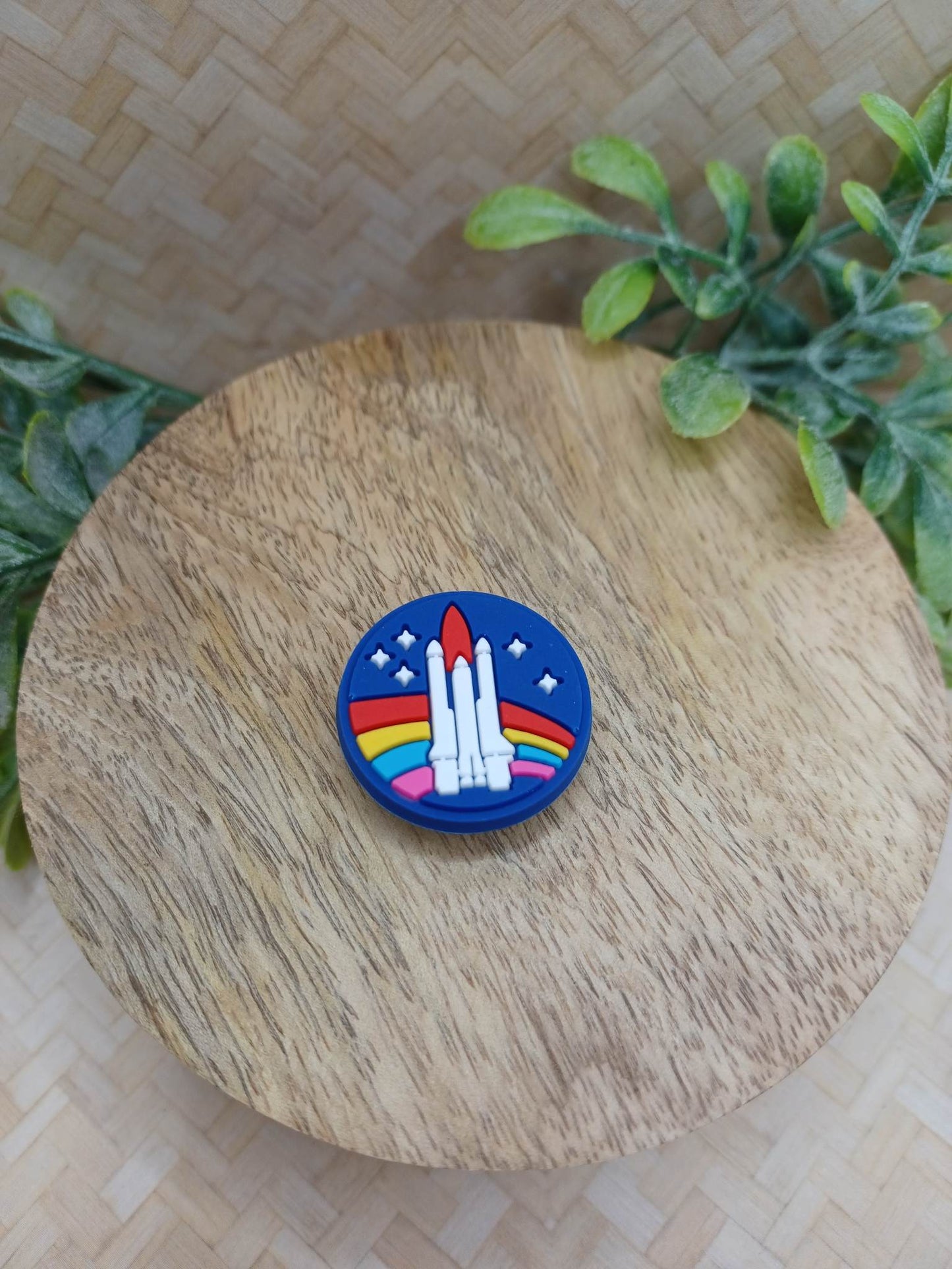 Blue Spaceship Shoe Charm Accessory