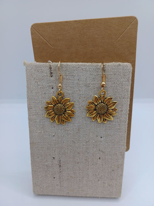 Gold Sunflower Earrings