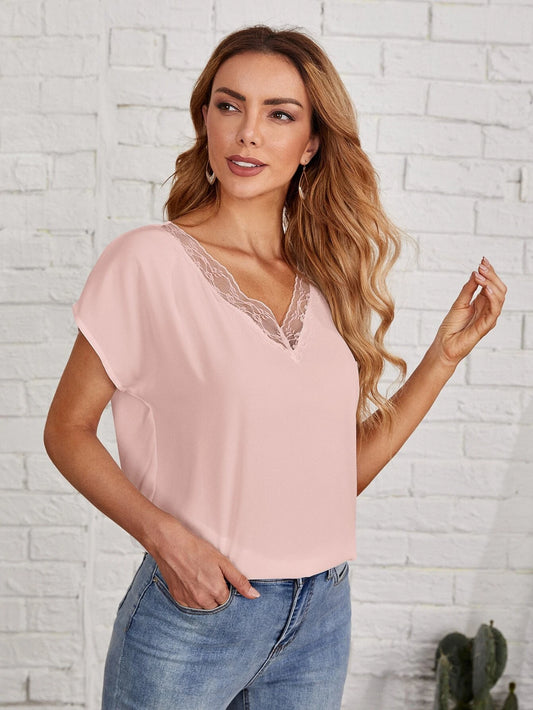 Light Pink Lace V Neck Style Top - Size XL