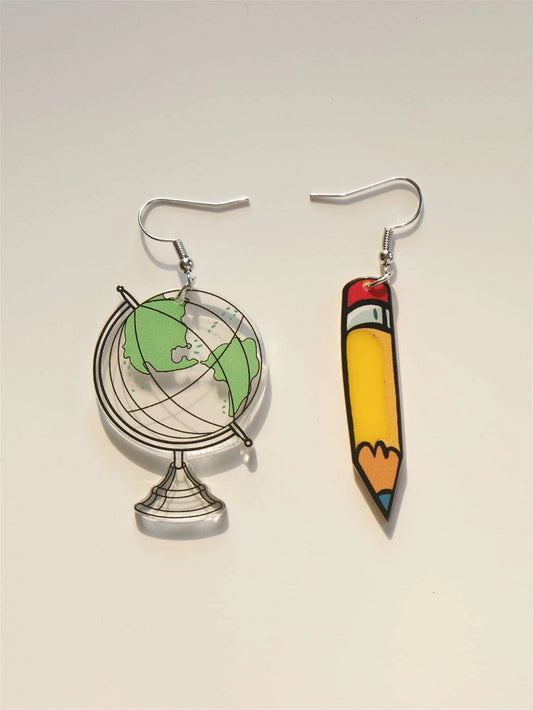 Globe & Pencil Earrings