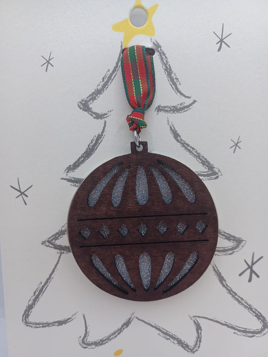Wooden Ornament w/ Silver Accent
