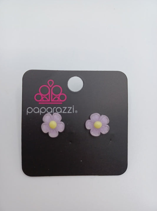 Purple Flower w/ Yellow Center Earrings