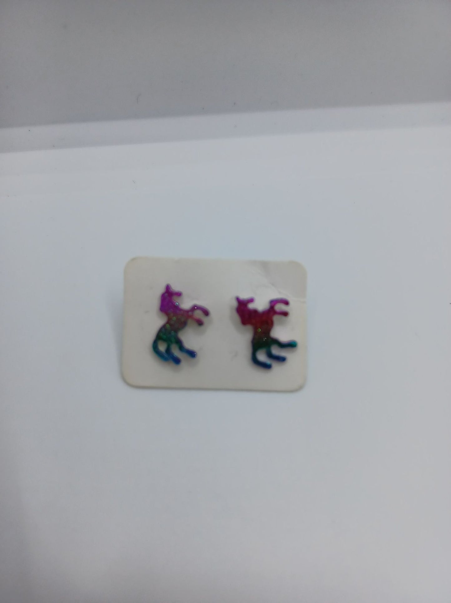Rainbow Ombre Glitter Unicorn Earrings