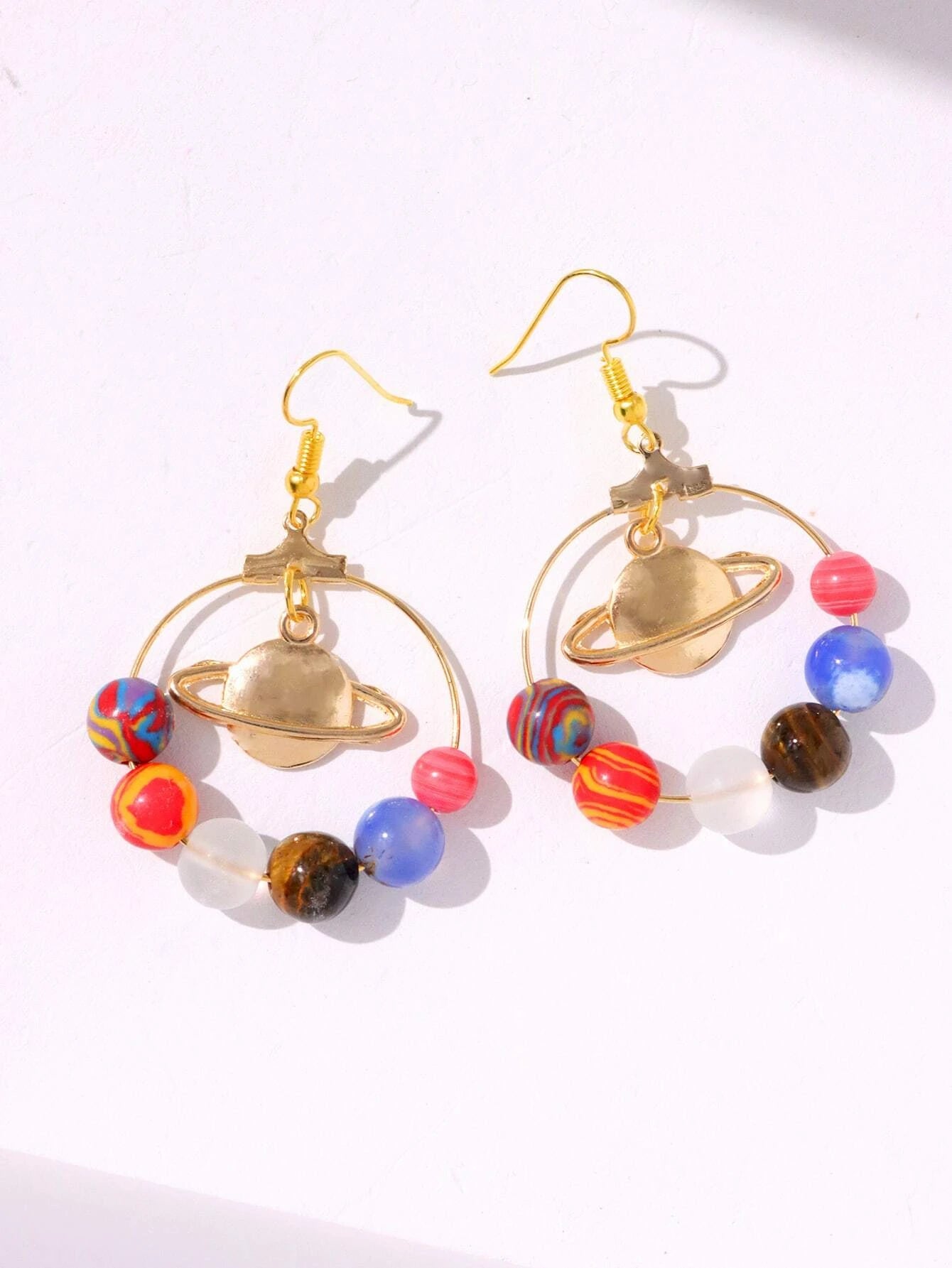 Gold Solar System Earrings