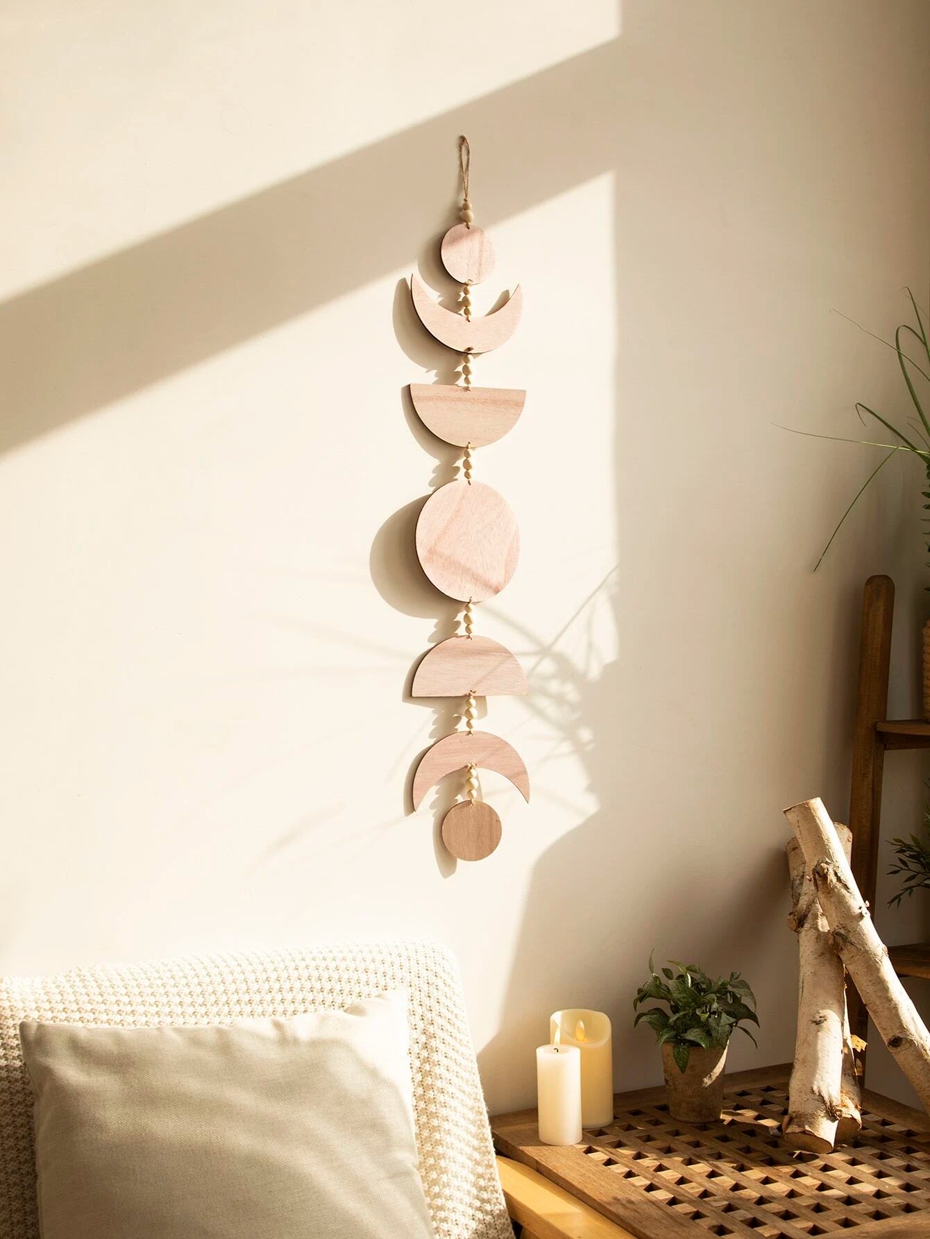 Multicolored Geometric Wooden & Beaded Wall Decor