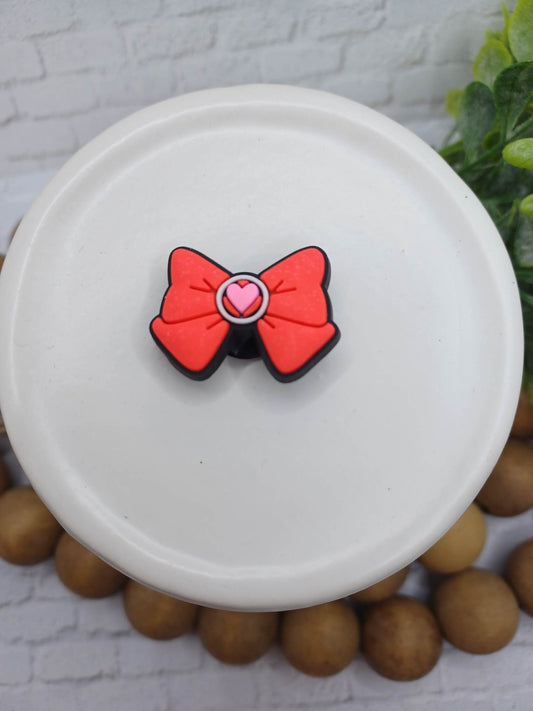 Pink Bow w/ Heart Shoe Charm Accessory