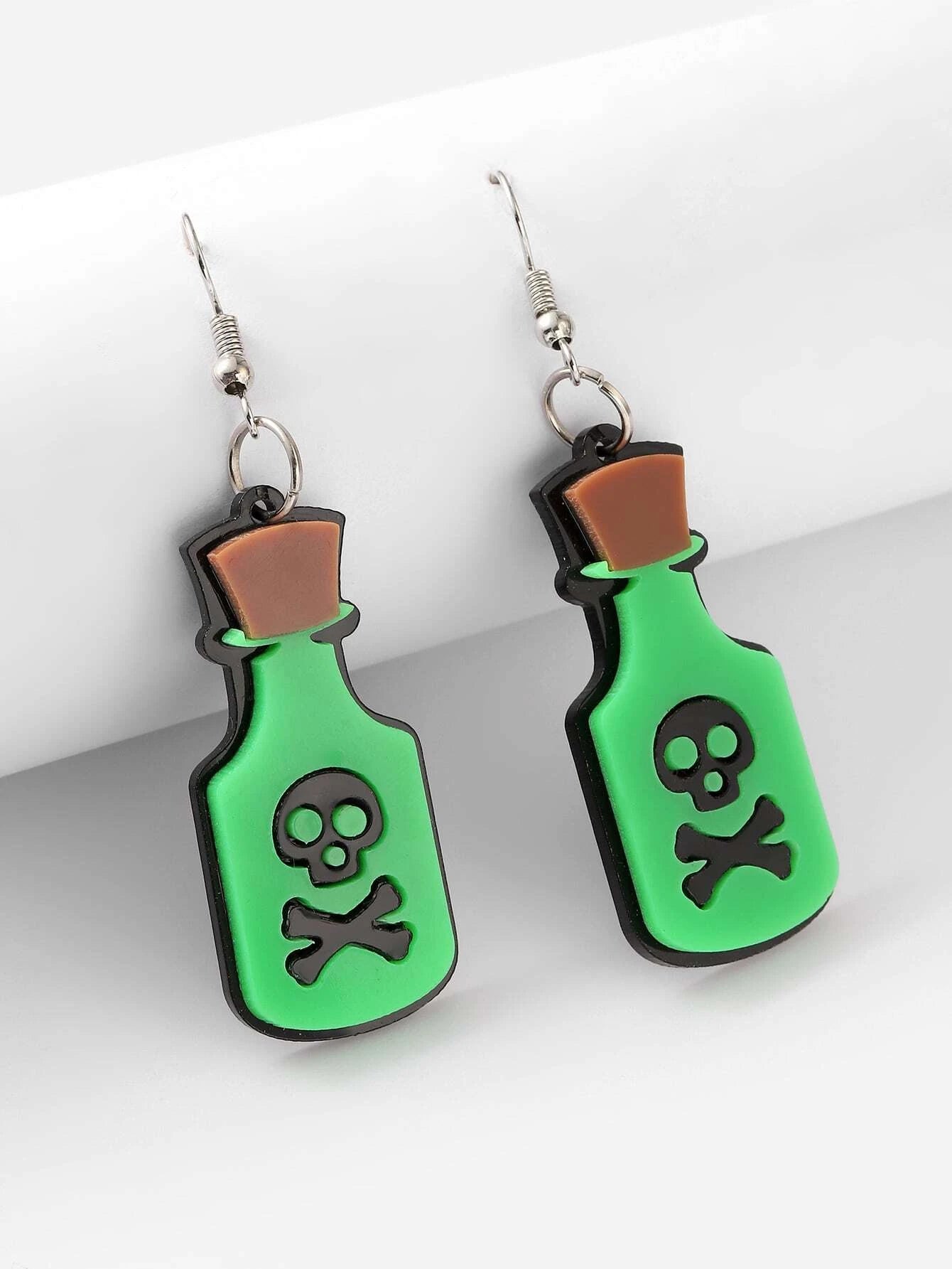 Green Poison Bottle Earrings