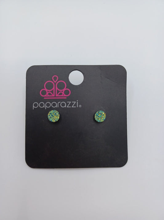 Green Iridescent Druzy Earrings