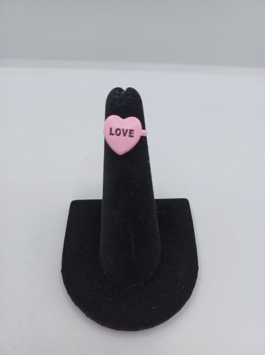 Pink "Love" Heart Ring