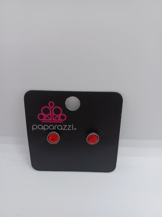 Red Circle Rhinestone Earrings