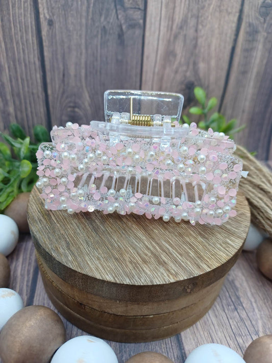 Bedazzled Light Pink Jaw Clip