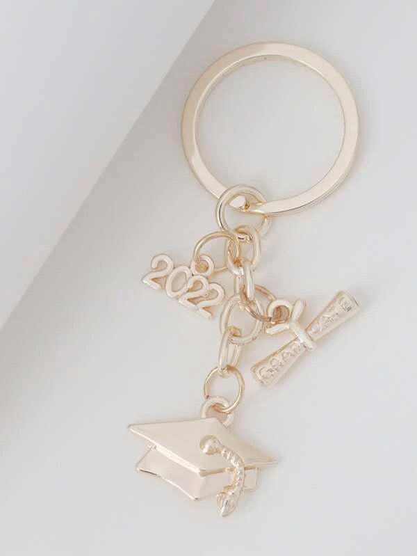 2022 Gold Graduation Cap & Scroll Keychain