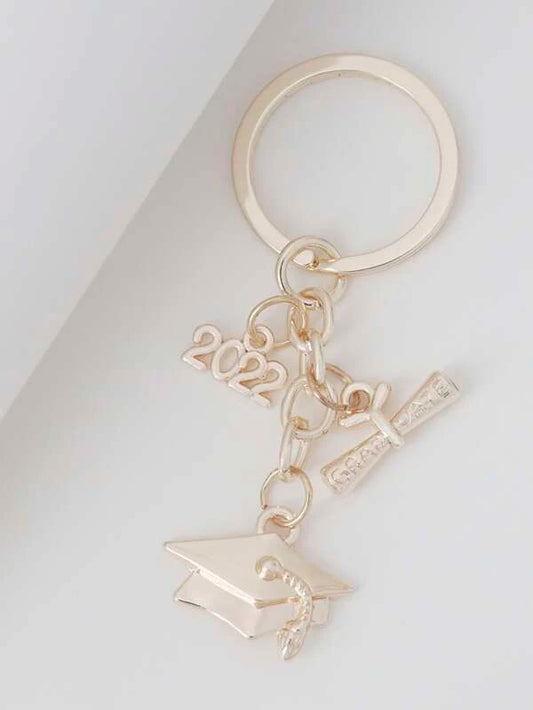 2022 Gold Graduation Cap & Scroll Keychain