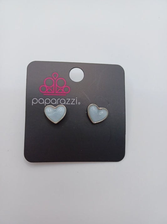 Blue Acrylic Heart Earrings