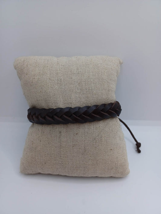 Brown Leather Style Braided Bracelet