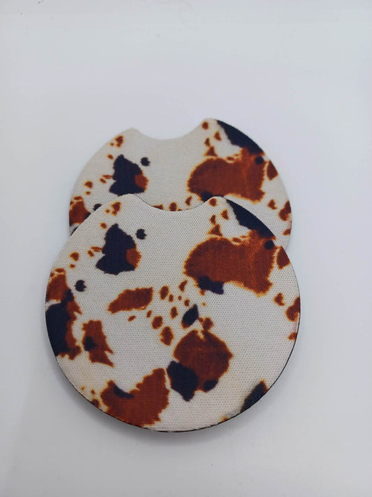 Cow Print Car Coaster Set