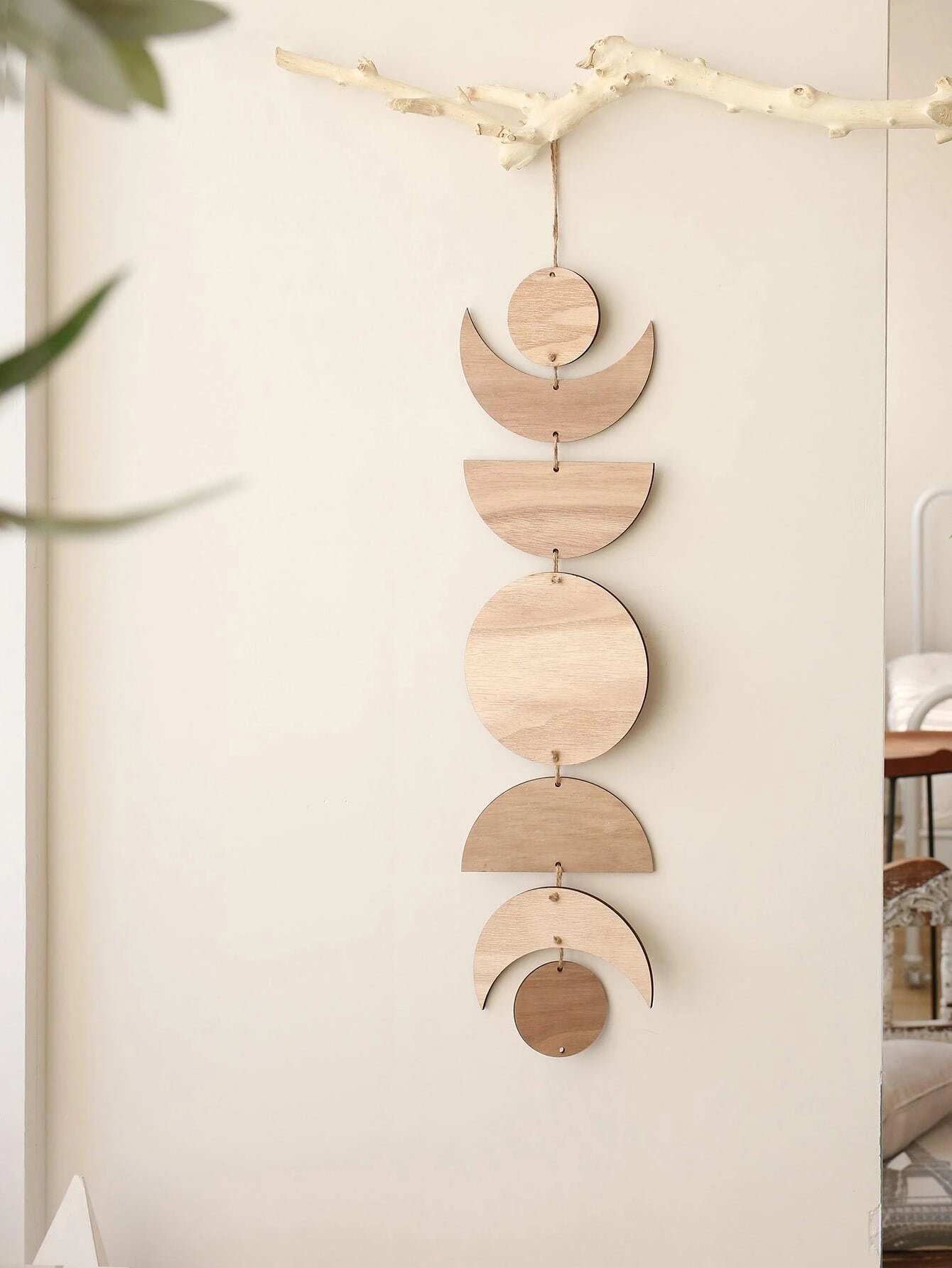 Khaki Geometric Wooden & Beaded Wall Decor