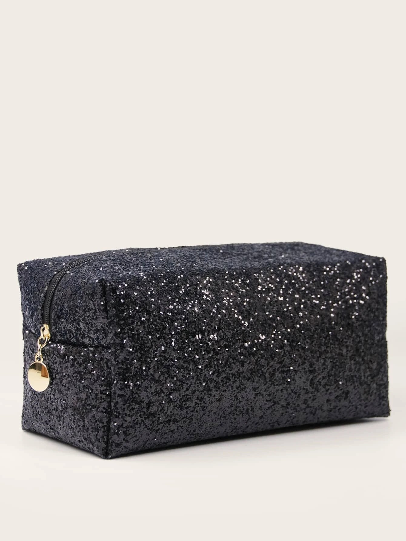 Black Glitter Cosmetic Bag