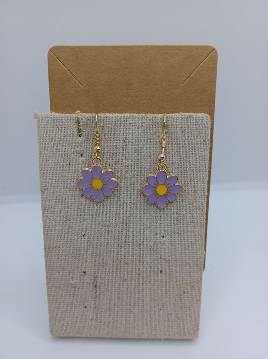 Purple Daisy Earrings