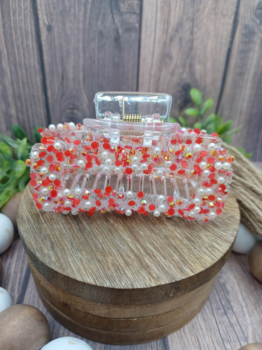 Bedazzled Red Jaw Clip
