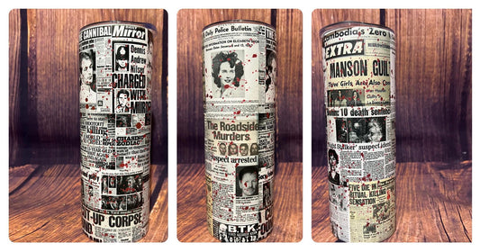PRE ORDER - Murder Mystery Newspaper Tumbler