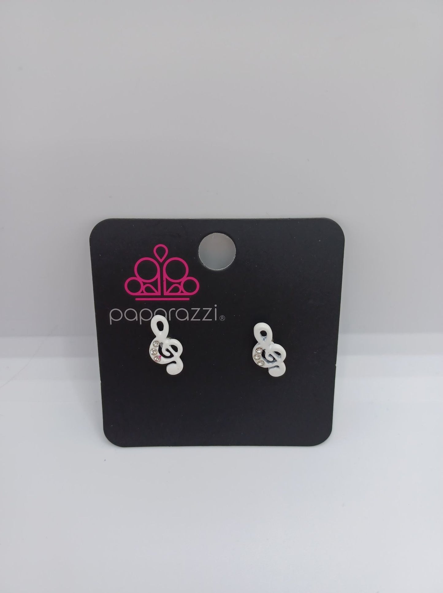 White Music Note w/ Rhinestone Accents